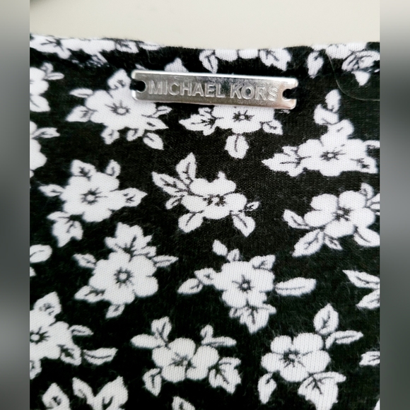 Michael Kors Women's Wrap Blouse Cotton/Modal Black/White Floral 2XL - Picture 10 of 16